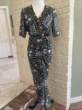 Veronica Beard Silk-Lined Floral Boho Wrap Maxi Dress Size 0